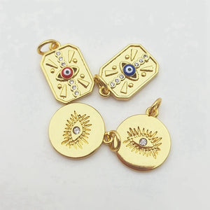 5pcs Evil Eye Pendant Micro Cubic Zircon Enamel DIY Necklace