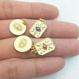 5pcs Evil Eye Pendant Micro Cubic Zircon Enamel DIY Necklace
