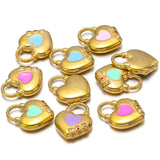 5pcs Stainless Steel Heart Lock Charms Pendants 14x18mm for DIY Love Jewelry