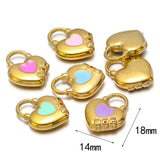 5pcs Stainless Steel Heart Lock Charms Pendants 14x18mm for DIY Love Jewelry