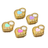 5pcs Stainless Steel Heart Lock Charms Pendants 14x18mm for DIY Love Jewelry