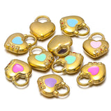 5pcs Stainless Steel Heart Lock Charms Pendants 14x18mm for DIY Love Jewelry