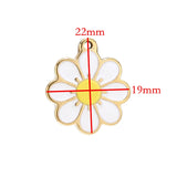5pcs Plated Stainless Steel 19*22mm Enamel Flower Charm Pendants