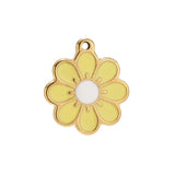 5pcs Plated Stainless Steel 19*22mm Enamel Flower Charm Pendants