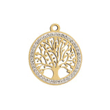 5pcs Plated Stainless Steel Charm Crystals Tree Pendants