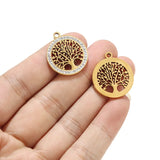 5pcs Plated Stainless Steel Charm Crystals Tree Pendants