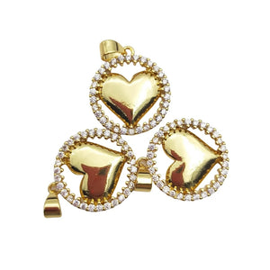 5pcs Sweet Love Heart Pendant for Woman Vintage CZ DIY Necklace Earrings