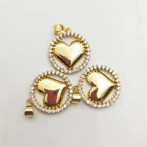 5pcs Sweet Love Heart Pendant for Woman Vintage CZ DIY Necklace Earrings