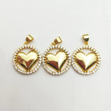 5pcs Sweet Love Heart Pendant for Woman Vintage CZ DIY Necklace Earrings