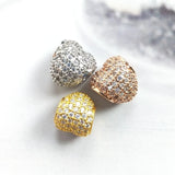 5pcs Silver CZ Copper Round Ball Beads for Jewelry Making