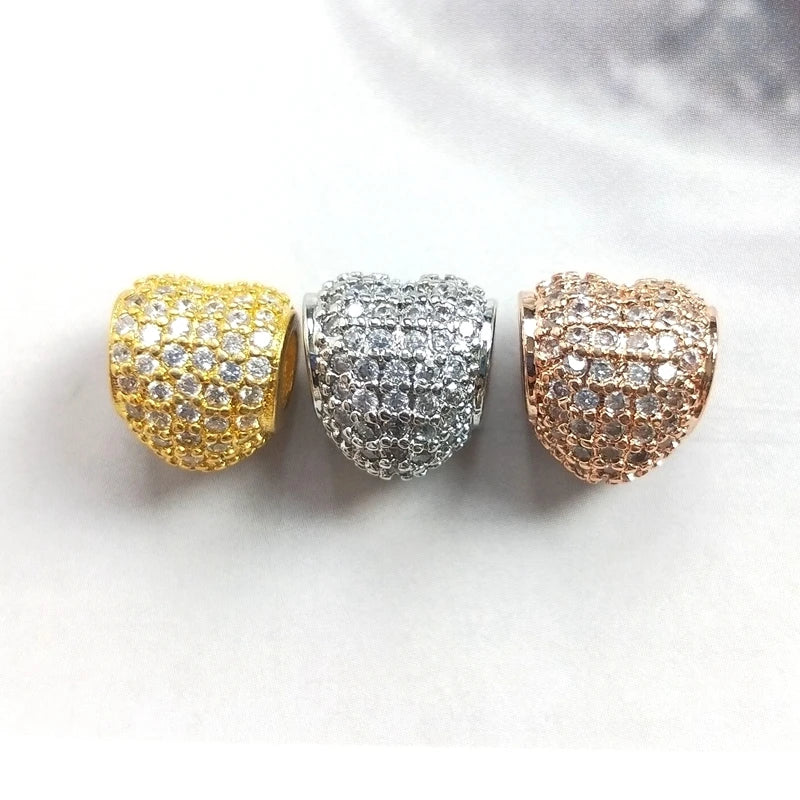 5pcs Silver CZ Copper Round Ball Beads for Jewelry Making