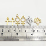 Silver Plated Cross Pendant CZ Paved Maple Leaf Symbol Necklace Making