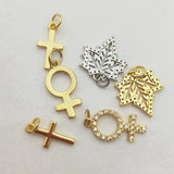 Silver Plated Cross Pendant CZ Paved Maple Leaf Symbol Necklace Making