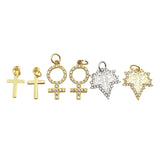 Silver Plated Cross Pendant CZ Paved Maple Leaf Symbol Necklace Making