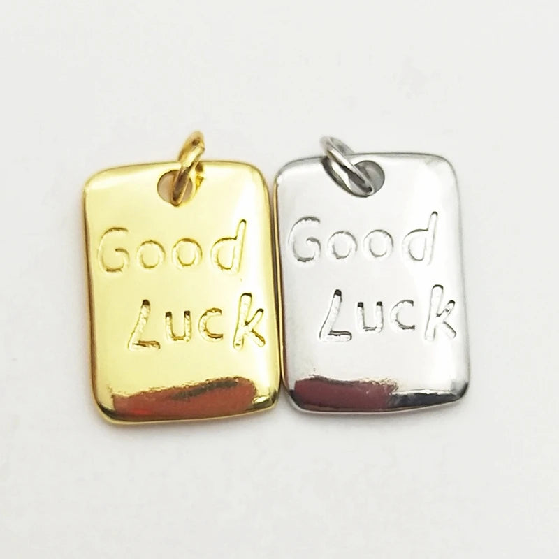 5pcs Silver Plated Good Luck Letter Pendant Lucky Amulet DIY Necklace Jewelry