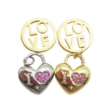 5pcs Silver Plated Heart Lock Pendant CZ Romantic DIY Jewelry