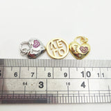 5pcs Silver Plated Heart Lock Pendant CZ Romantic DIY Jewelry