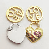 5pcs Silver Plated Heart Lock Pendant CZ Romantic DIY Jewelry