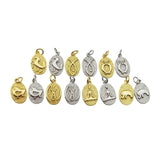5pcs Silver Plated Oval Animal Pendant Micro Cubic Zircon Pave DIY Jewelry