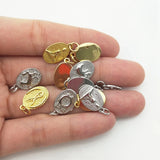 5pcs Silver Plated Oval Animal Pendant Micro Cubic Zircon Pave DIY Jewelry