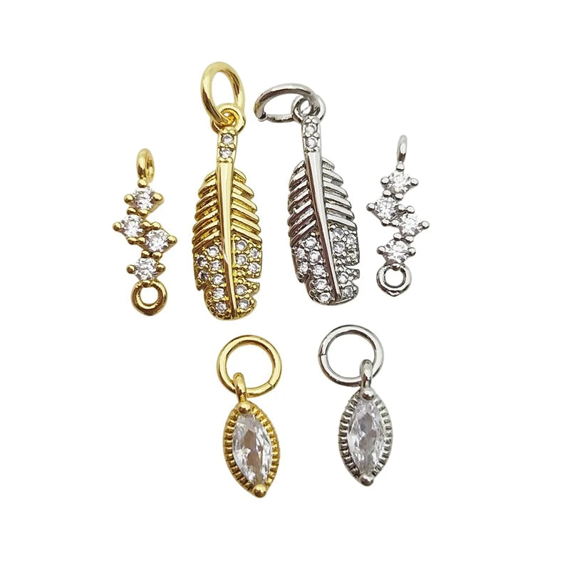 5pcs Silver Plated Leaf Eye Pendant with Micro Cubic Zircon