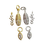 5pcs Silver Plated Leaf Eye Pendant with Micro Cubic Zircon