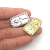 Square Sun Lightning Pendant CZ Paved Vintage Style Jewelry