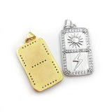 Square Sun Lightning Pendant CZ Paved Vintage Style Jewelry