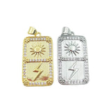 Square Sun Lightning Pendant CZ Paved Vintage Style Jewelry