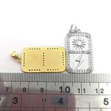 Square Sun Lightning Pendant CZ Paved Vintage Style Jewelry
