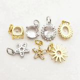 5pcs Silver Plated Star Sun Pendant Mini Charms Jewelry Making