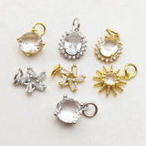 5pcs Silver Plated Star Sun Pendant Mini Charms Jewelry Making