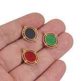 5pcs Stainless Steel Enamel European Oval Pendants for DIY Jewelry