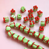 5pcs Green Christmas Lampwork Beads 11X10mm Spacer For DIY Bracelet