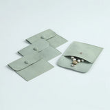 5pcs Green Microfiber Jewelry Pouch Snap Button 8x8cm Mini Small Gift Bags