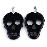 5pcs Halloween Skull Agate Pendants for Jewelry Making DIY Charms Necklace