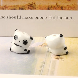 5pcs Hand Painted Panda Ceramic Beads for Jewelry Making