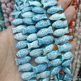 5pcs Fish Shape Ceramic Beads 21x10mm Hand Painted Loose Spacer Bead