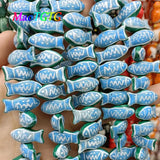 5pcs Hand-painted Fish Ceramic Beads For Jewelry Making Necklace Bracelet
