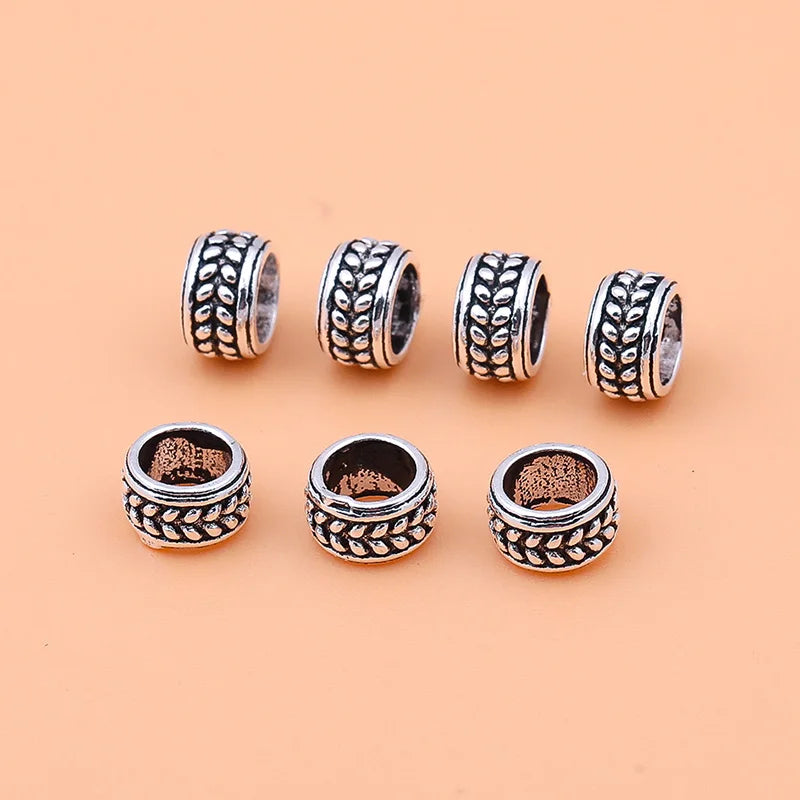 5pcs Hand-woven DIY Silver Bracelet Beads