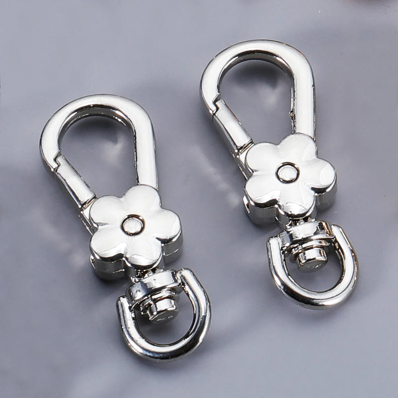 5pcs Flower Lobster Metal Clasps Swivel Trigger Clips Bag Key Rings Accessories