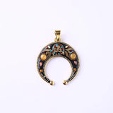 5pcs Moon Horn Charms Pendant with OM Yoga Pendant