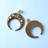 5pcs Moon Horn Charms Pendant with OM Yoga Pendant
