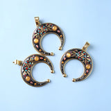 5pcs Moon Horn Charms Pendant with OM Yoga Pendant
