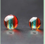 5pcs Foil Glass Lampwork Round Beads for DIY Crafts Jewelry Making