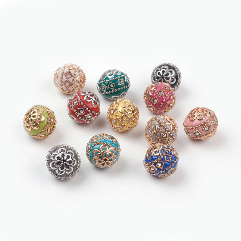 Colorful Round Spacer Beads With Metal Findings for Jewelry Making