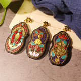 5pcs Vintage Wood Resin Necklace Pendant Nepal Buddhist Bohemian Boho Jewelry