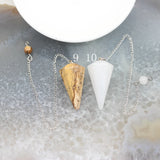 5pcs Lapis Tiger Eye Pendulum Pendants, 17x36mm Amulet Gems Charms