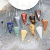 5pcs Lapis Tiger Eye Pendulum Pendants, 17x36mm Amulet Gems Charms