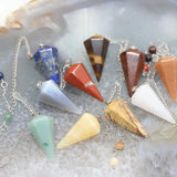 5pcs Lapis Tiger Eye Pendulum Pendants, 17x36mm Amulet Gems Charms